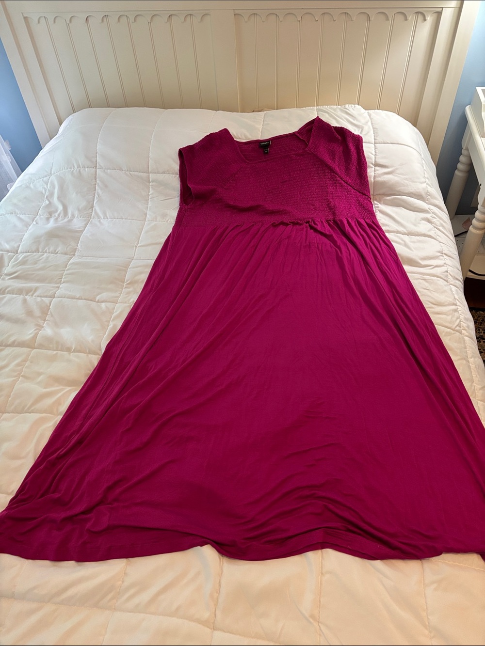 Ulla Popken Magenta Knit-Bodice Maxi Dress